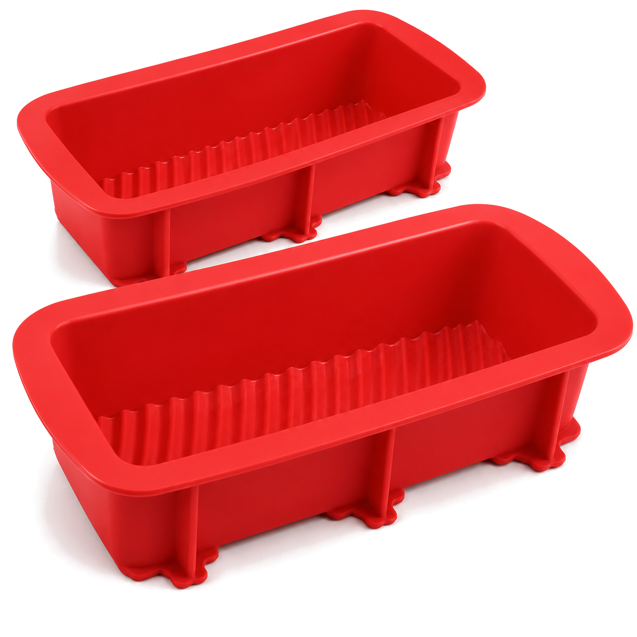 Red silicone bread loaf molds