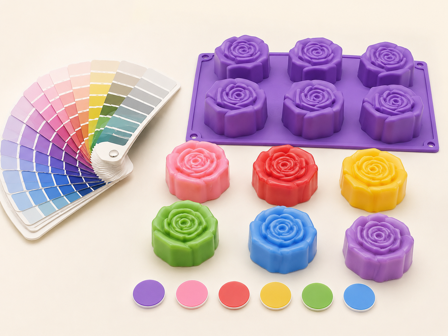 Pantone color fan and custom silicone mold color samples