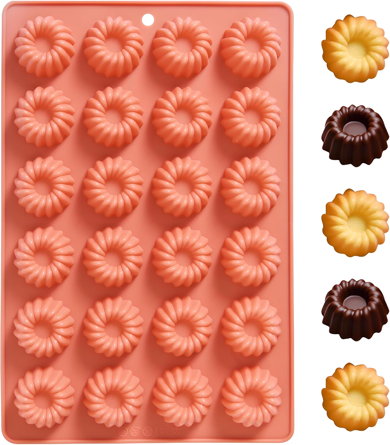 Silicone donut and baking mold with finished pieces