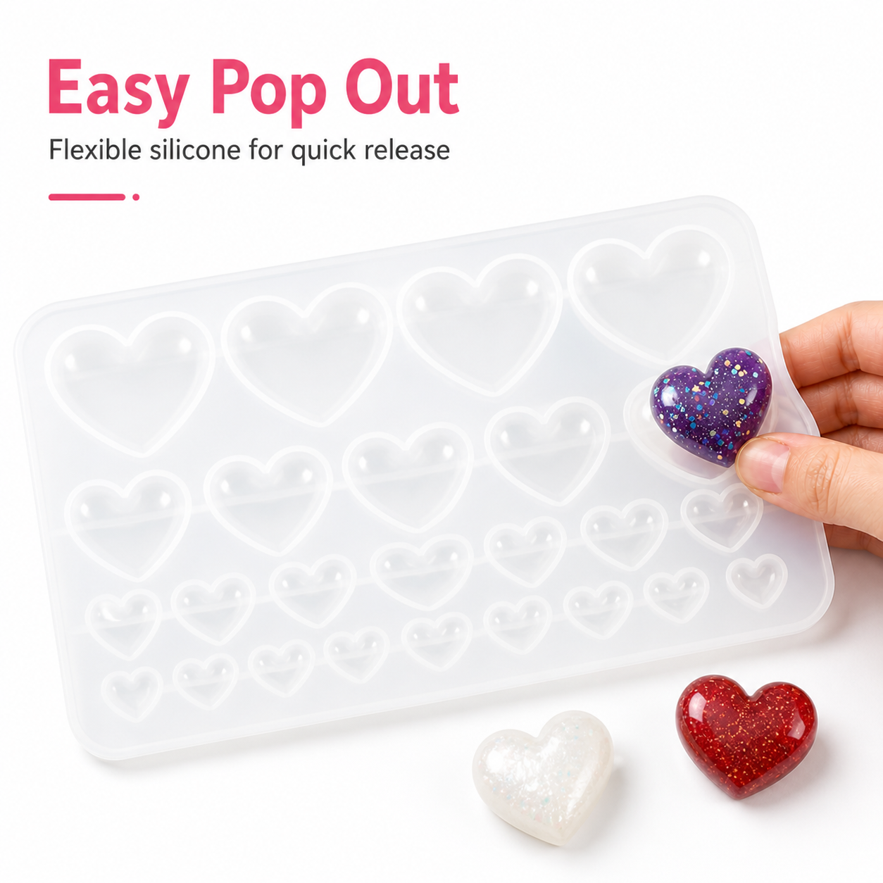 Easy release silicone heart mold example